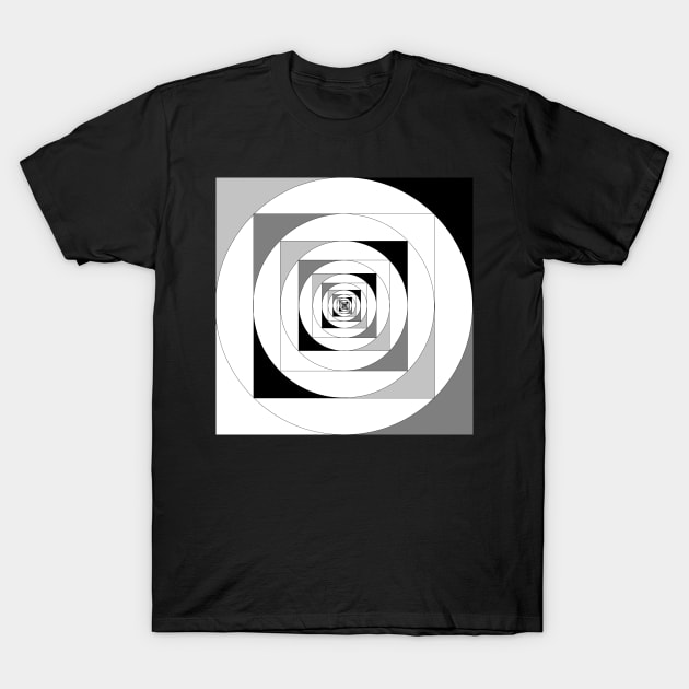 infinity mirror black and white squares and circles T-Shirt by OmarZArtShop